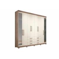 Guarda Roupa 8 Portas (2 C- Espelho) E 6 Gavetas C- Pés Master 8.6 Jatobá-areia - Santos Andirá - 9