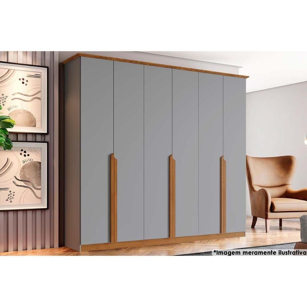 Guarda Roupa 6 Portas E 6 Gavetas Andréas Cinza-nature - Henn - 1