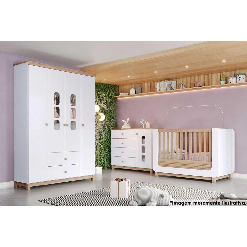 Guarda Roupa Bebê Aconchego C- 4 Portas E 2 Gavetas Branco-jequitiba - Henn - 5