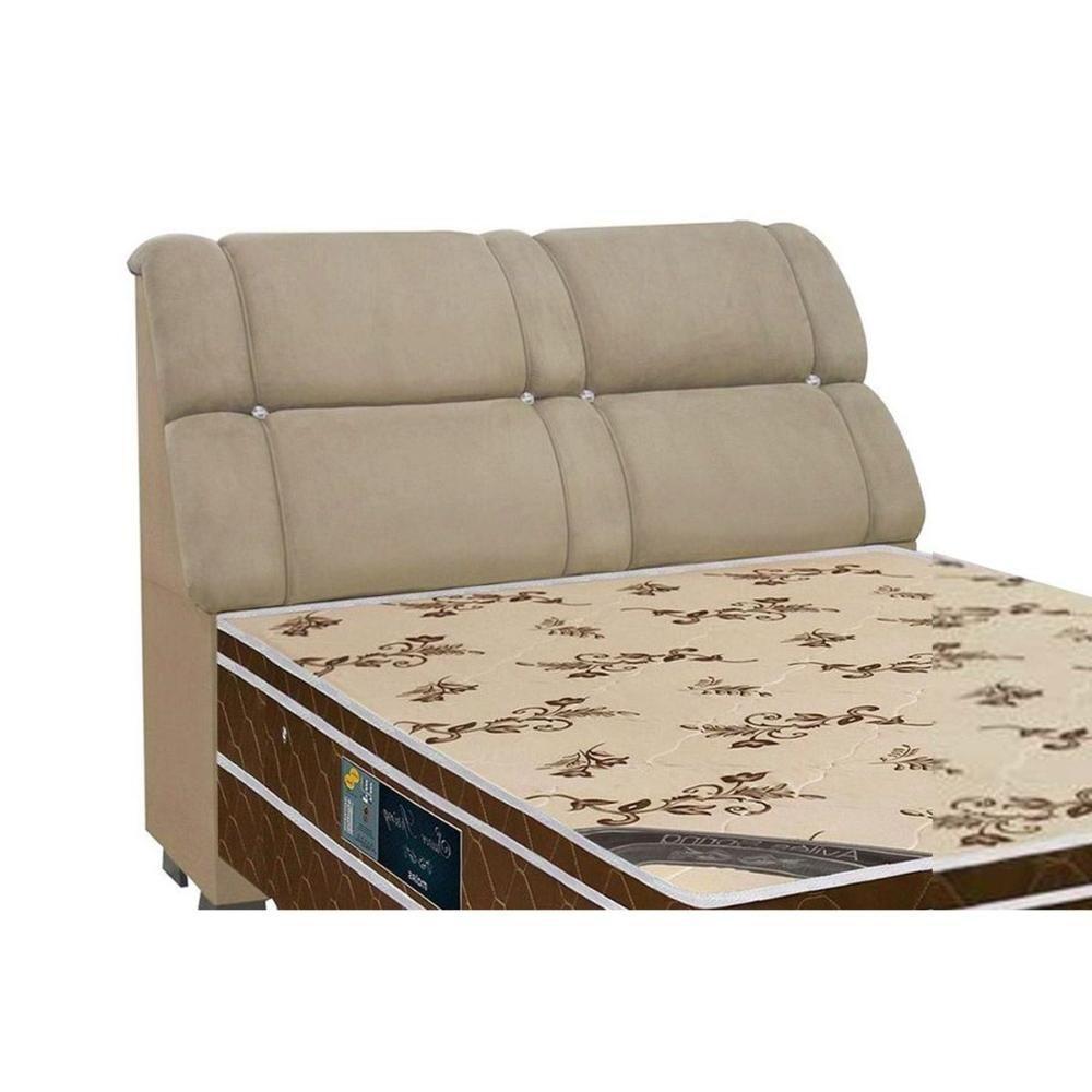 Painel De Cama Box Estofada Queen Imperador Suede Marrom Taupe - Simbal - 1