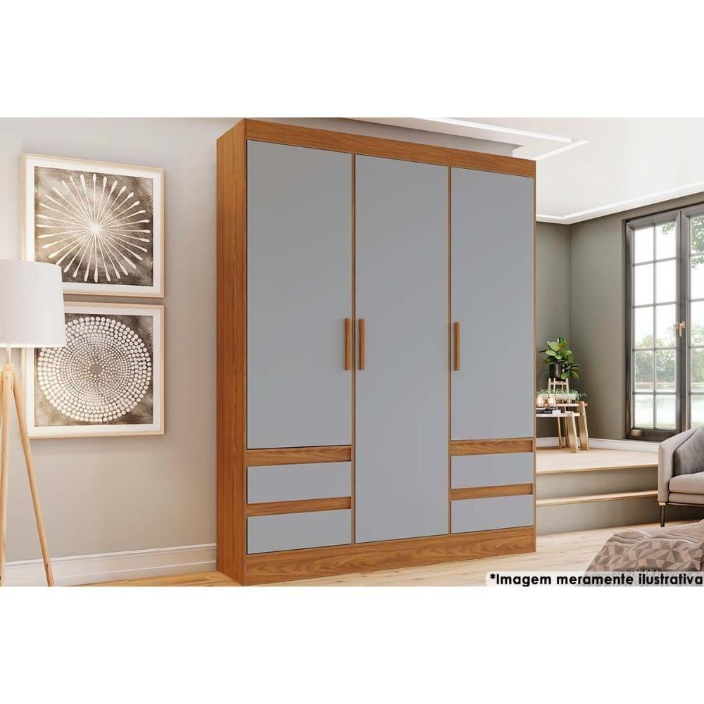 Guarda Roupa 3 Portas E 4 Gavetas Briz Lema B55 Nature-off White - Henn - 4