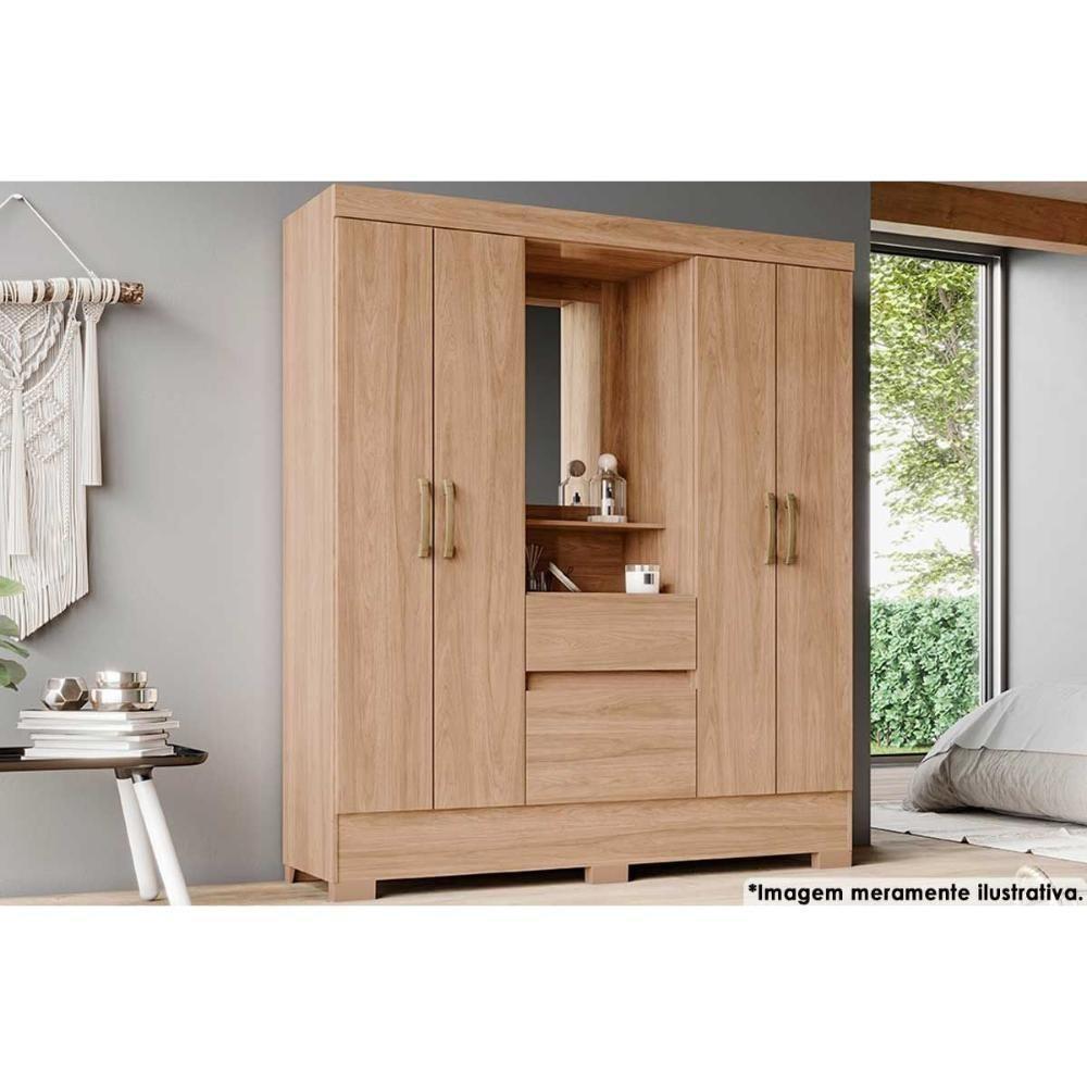 Guarda Roupa 4 Portas 6 Portas E 2 Gavetas C- Pés Briz Bs07 Jequitibá - Henn - 1