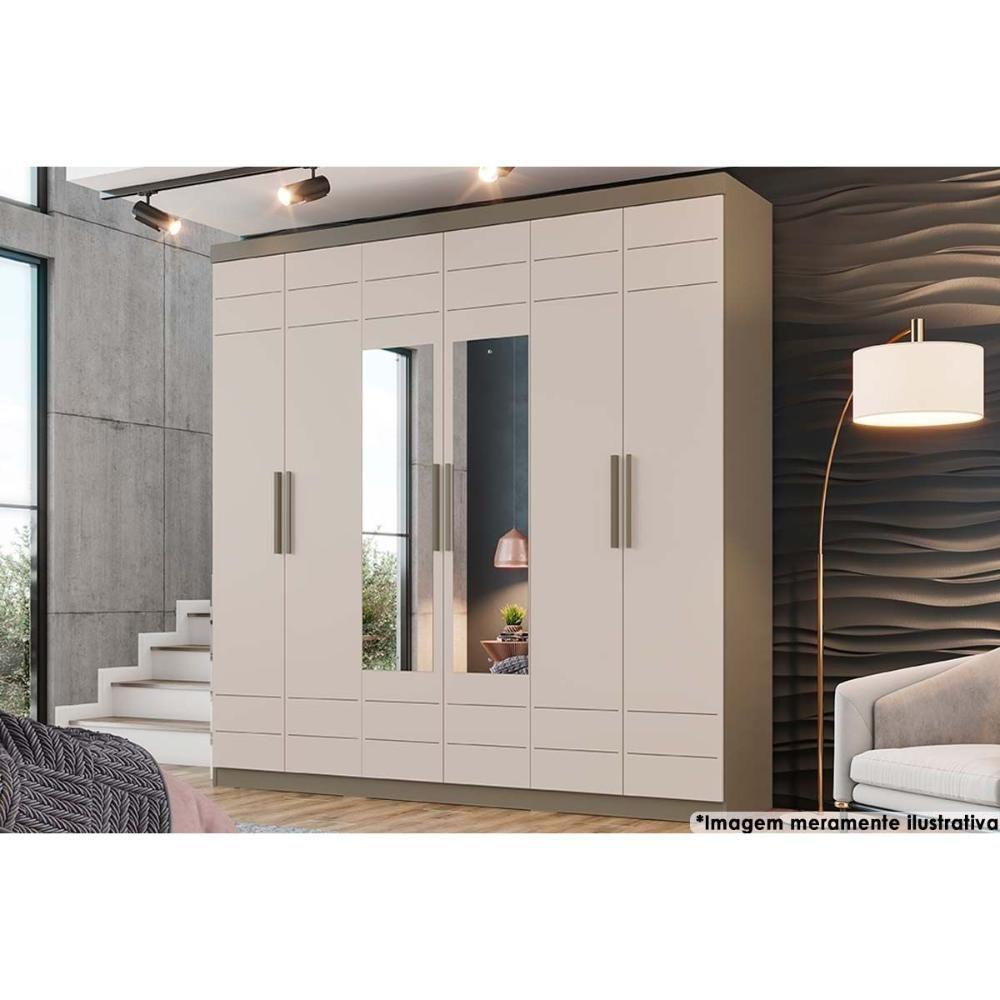 Guarda Roupa 6 Portas (2 C- Espelho) E 3 Gavetas Flora Duna-cristal - Henn - 1