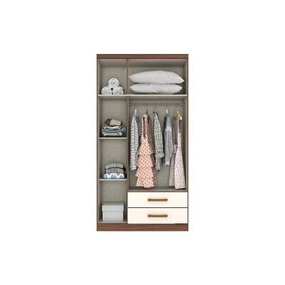 Guarda Roupa Solteiro Açaí DA133 3 Portas 2 Gavetas Branco-Rosa MDF-MDP Henn