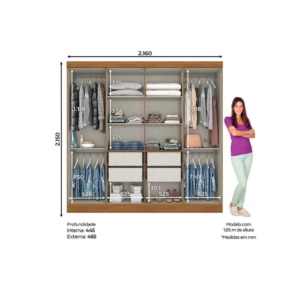 Guarda Roupa 8 Portas E 4 Gavetas B51 Castanho - Henn - 4