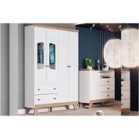 Quarto De Bebê Completo Confete 2 Peças (1 Guarda Roupa + 1 Cômoda) Qi66 Branco-jequitiba - Henn - 1