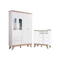 Quarto De Bebê Completo Confete 2 Peças (1 Guarda Roupa + 1 Cômoda) Qi66 Branco-jequitiba - Henn - 6