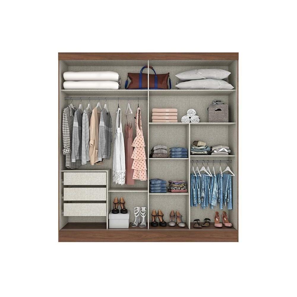 Guarda Roupa 2 Portas De Correr E 3 Gavetas Briz B352 Nature-off White - Henn - 3