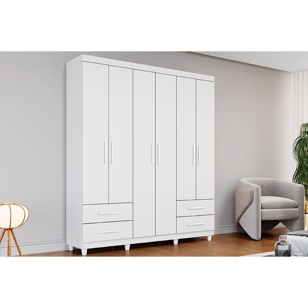 Guarda Roupa 6 Portas E 4 Gavetas C- Pés Canadá Plus Branco - Conquista - 1