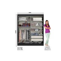 Guarda Roupa 2 Portas De Correr (1 C- Espelho) E 2 Gavetas Briz B66 Castanho-off White - Henn - 2