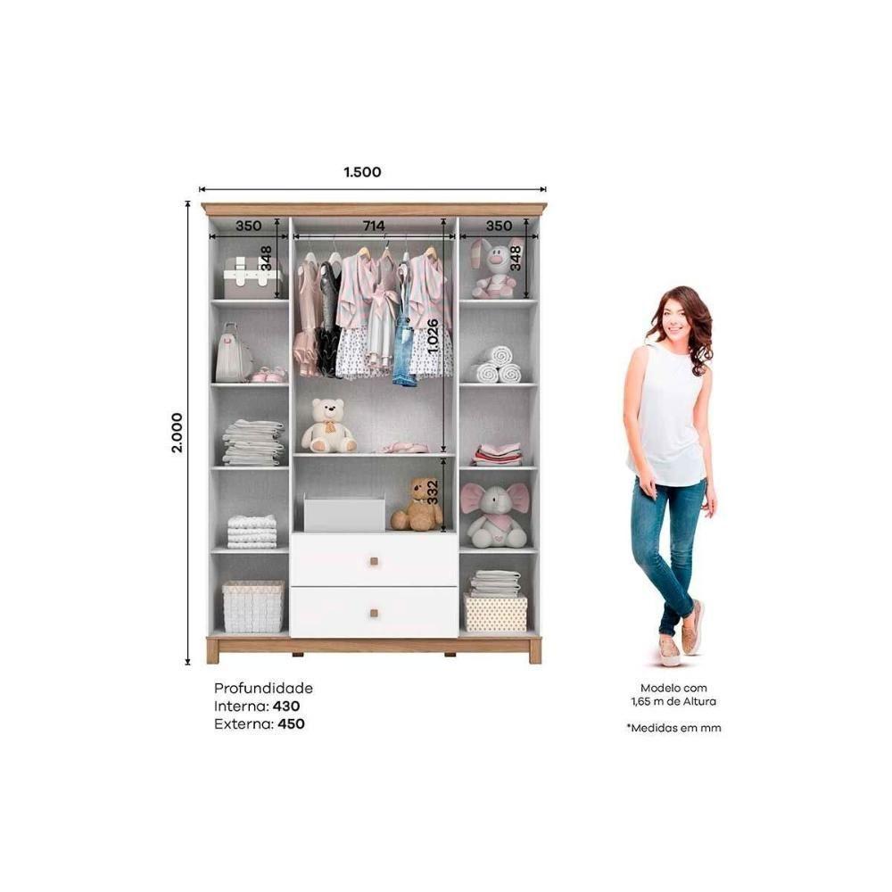 Quarto De Bebê Completo Aconchego 3 Peças (1 Guarda Roupa + 1 Berço + 1 Cômoda) Qi80 Branco-jequitiba - Henn - 4