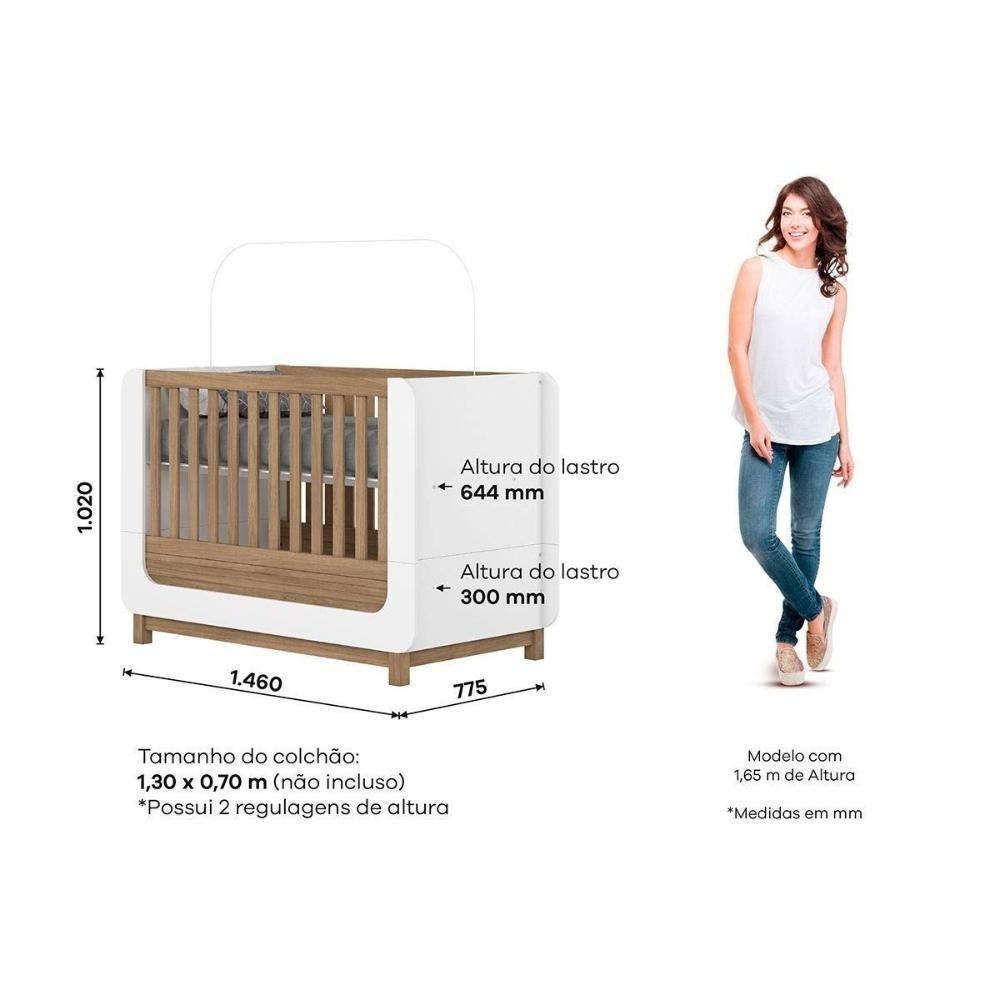 Quarto De Bebê Completo Aconchego 3 Peças (1 Guarda Roupa + 1 Berço + 1 Cômoda) Qi80 Branco-jequitiba - Henn - 5