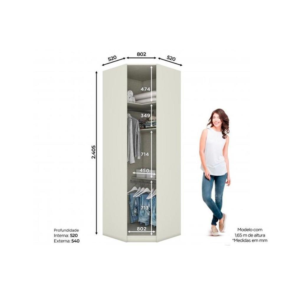 Guarda Roupa Closet De Quarto De Canto Oblíquo Seletto Mc07 C- 1 Porta Areia - Henn - 3