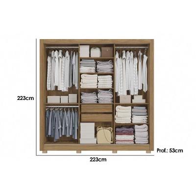 Guarda Roupa Casal CB01M570 Flex 3 Portas de Correr 2 Gavetas Blush, Marrom-escuro