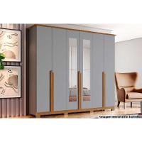 Guarda Roupa 6 Portas (2 C- Espelho) E 6 Gavetas C- Pés Andréas Cinza-nature - Henn - 1