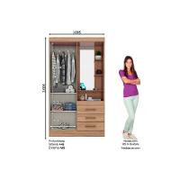 Guarda Roupa 2 Portas E 3 Gavetas C- 1 Espelho Briz B64 Nature-off White - Henn - 3