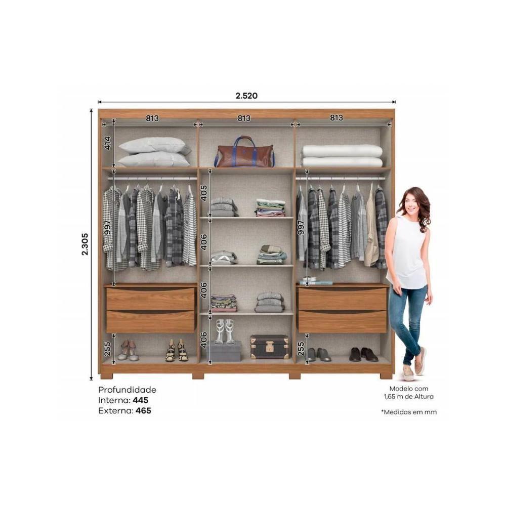 Guarda Roupa 6 Portas E 4 Gavetas C- Pés Norton Nature-off White - Henn - 2