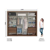 Guarda Roupa 2 Portas De Correr E 4 Gavetas Palace Castanho - Henn - 2