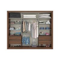 Guarda Roupa 2 Portas De Correr E 4 Gavetas Palace Castanho - Henn - 3