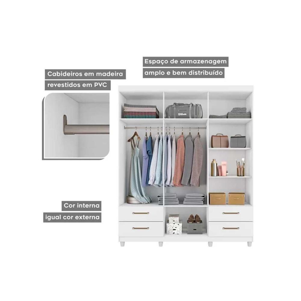 Guarda Roupa 6 Portas E 4 Gavetas C- Pés Canadá Plus Cinamomo - Conquista - 4