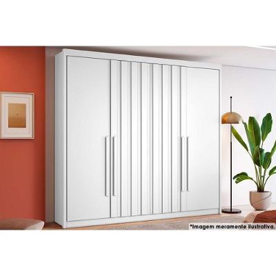 Guarda Roupa Solteiro Grécia 4 Portas de Bater 4 Gavetas Branco MDF