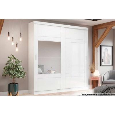 Guarda Roupa Casal D239-66 2 Portas Correr 3 Gavetas Branco MDF-MDP com Espelho Henn