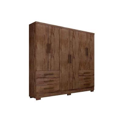 Guarda Roupa Solteiro 6 Portas de Abrir 6 Gavetas Blush MDP Móveis Novo Horizonte