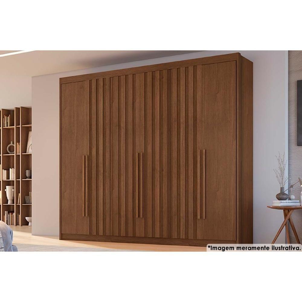 Guarda Roupa 6 Portas (4 Ripadas) E 6 Gavetas Atenas Cacau - Conquista - 1