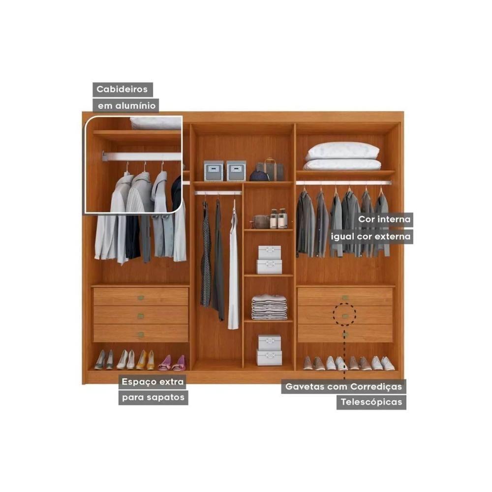 Guarda Roupa 6 Portas (4 Ripadas) E 6 Gavetas Atenas Cacau - Conquista - 3