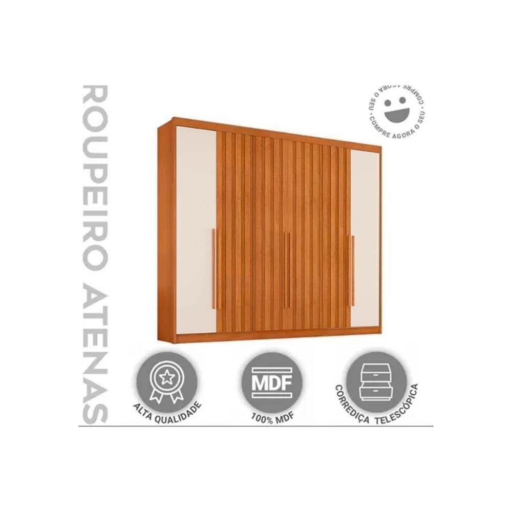 Guarda Roupa 6 Portas (4 Ripadas) E 6 Gavetas Atenas Cacau - Conquista - 6