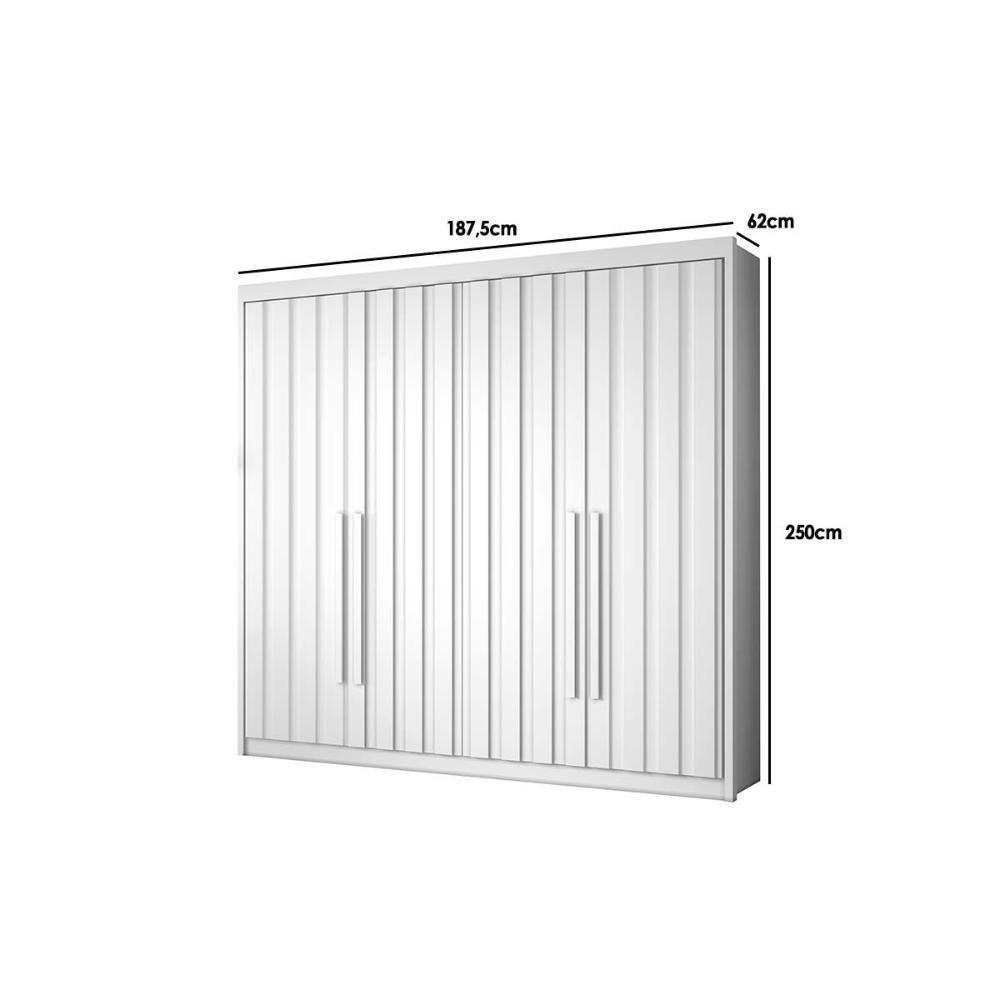 Guarda Roupa 4 Portas Ripadas E 4 Gavetas Grécia Branco - Conquista - 2