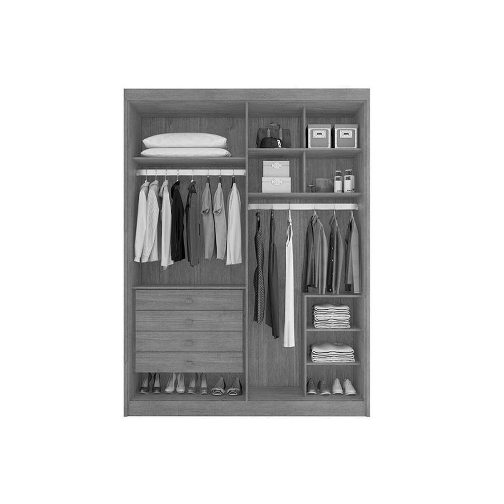 Guarda Roupa 4 Portas Ripadas E 4 Gavetas Grécia Branco - Conquista - 3