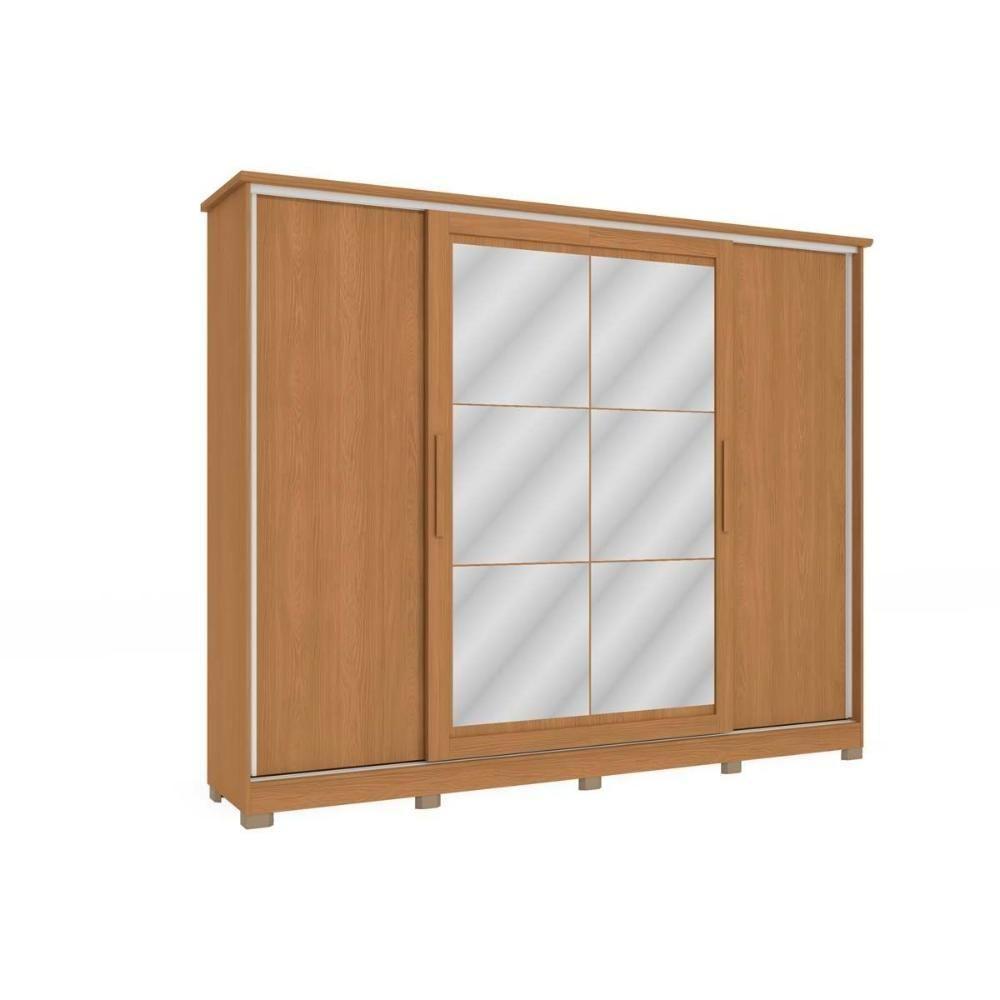 Guarda Roupa 4 Portas De Correr (2 C- Espelho) E 4 Gavetas C- Pés Cb01n565 Flex Canela-canela Ou Macadamia - Kappesberg - 1