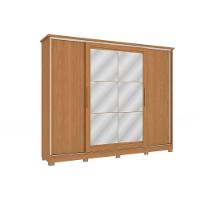 Guarda Roupa 4 Portas De Correr (2 C- Espelho) E 4 Gavetas C- Pés Cb01n565 Flex Canela-canela Ou Macadamia - Kappesberg - 1