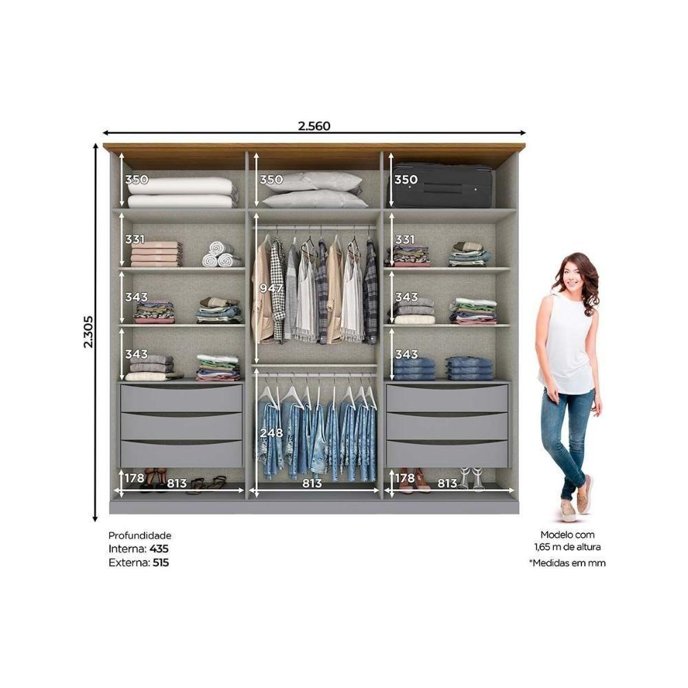 Guarda Roupa 6 Portas (2 C- Espelho) E 6 Gavetas Napoli Off White-nature - Henn - 3