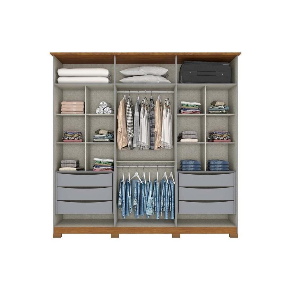 Guarda Roupa 6 Portas (2 C- Espelho) E 6 Gavetas C- Pés Andréas Nature-off White - Henn - 3