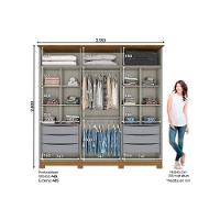 Guarda Roupa 6 Portas (2 C- Espelho) E 6 Gavetas C- Pés Andréas Nature-off White - Henn - 2