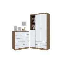 Quarto De Bebê Completo Bala De Menta 2 Peças (1 Guarda Roupa + 1 Cômoda) Qi93 Branco - Henn - 7