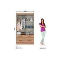 Guarda Roupa 2 Portas De Correr E 4 Gavetas Briz Be25 Flex Jequitiba-jequitiba Ou Off White - Henn