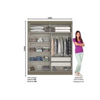 Guarda Roupa 2 Portas De Correr (1 C- Espelho) E 2 Gavetas Briz B74 Nature-off White - Henn - 2