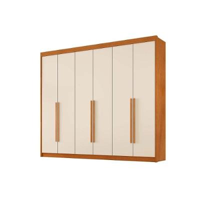 Guarda Roupa Casal Versalhes 6 Portas de Bater 6 Gavetas Cinamomo-Off White MDF