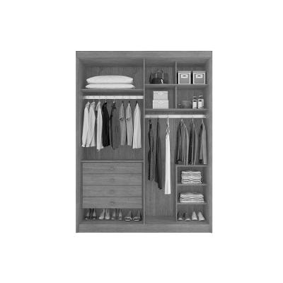 Guarda Roupa Solteiro Bérgamo 4 Portas de Bater 4 Gavetas Cinamomo-Off White MDF