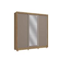 Guarda Roupa 3 Portas De Correr (1 C- Espelho) E 3 Gavetas C- Pés Cb04m570 Flex Nogueira-nogueira Ou Fendi - Kappesberg - 1