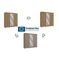 Guarda Roupa 3 Portas De Correr (1 C- Espelho) E 3 Gavetas C- Pés Cb04m570 Flex Nogueira-nogueira Ou Fendi - Kappesberg - 2