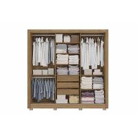 Guarda Roupa 3 Portas De Correr (1 C- Espelho) E 3 Gavetas C- Pés Cb04m570 Flex Nogueira-nogueira Ou Fendi - Kappesberg - 4