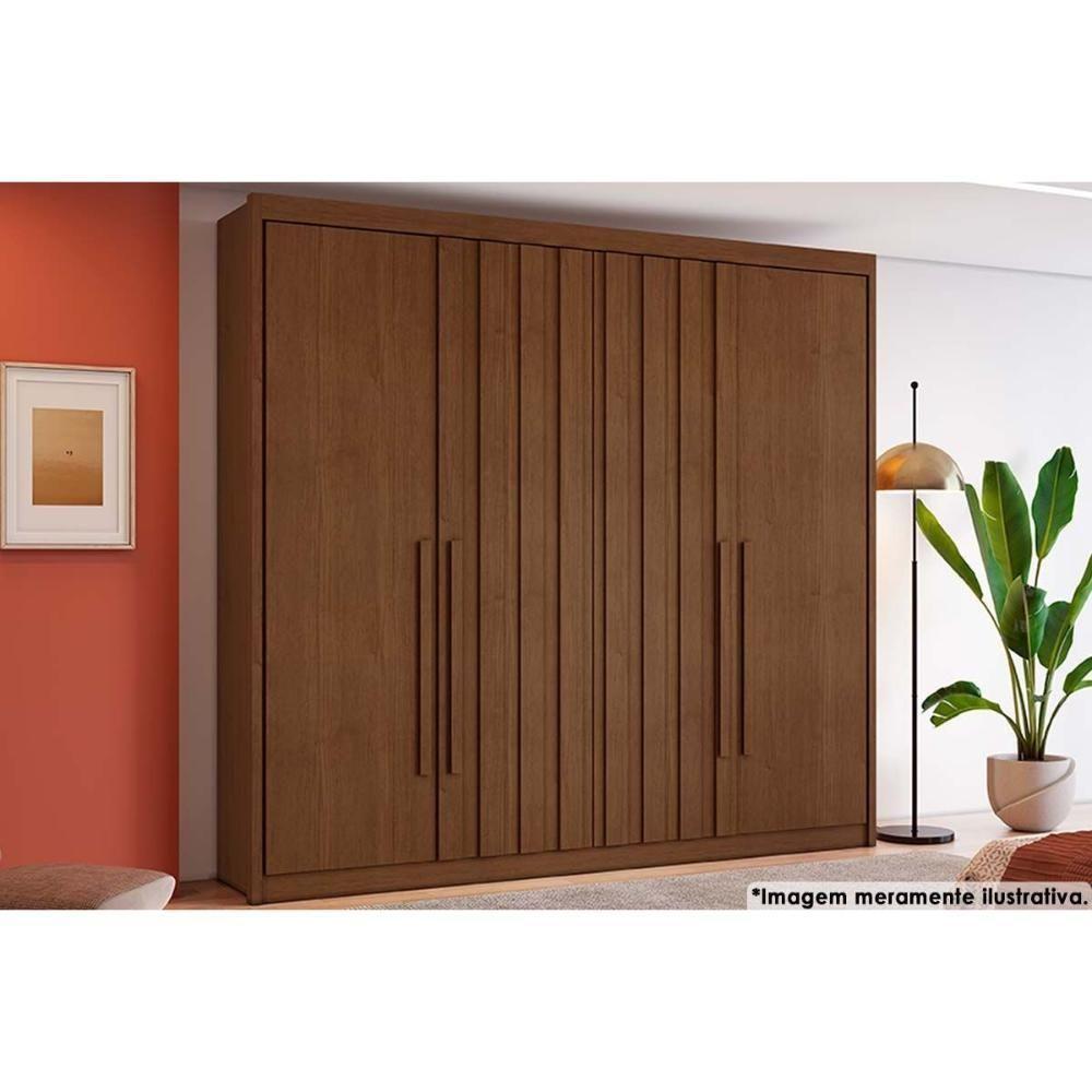Guarda Roupa 4 Portas (2 Ripadas) E 4 Gavetas Grécia Cacau - Conquista - 1