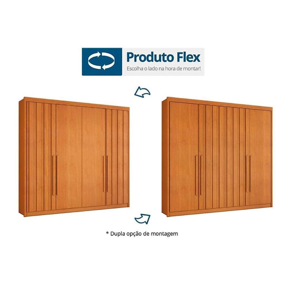 Guarda Roupa 4 Portas (2 Ripadas) E 4 Gavetas Grécia Cacau - Conquista - 3