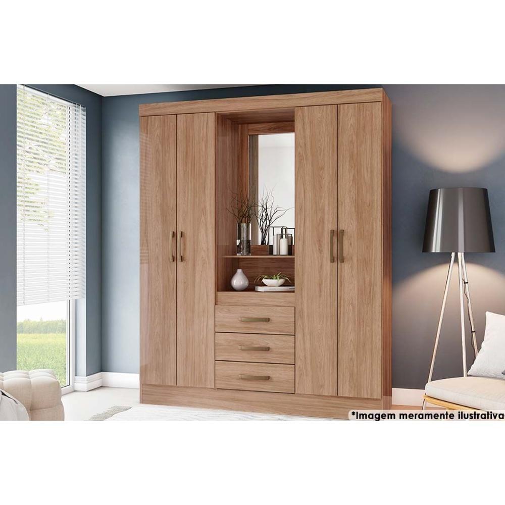Guarda Roupa 4 Portas E 3 Gavetas C- 1 Espelho Briz B24 Jequitibá - Henn - 1