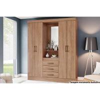 Guarda Roupa 4 Portas E 3 Gavetas C- 1 Espelho Briz B24 Jequitibá - Henn - 1