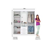 Guarda Roupa 4 Portas E 3 Gavetas C- 1 Espelho Briz B24 Jequitibá - Henn - 3
